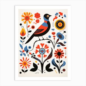 Scandinavian Bird Illustration Cowbird 2 Art Print