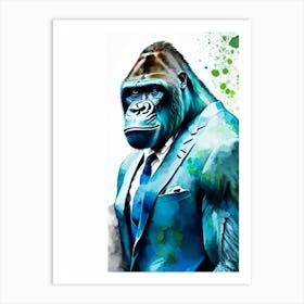 Gorilla In Suit Gorillas Mosaic Watercolour 2 Art Print