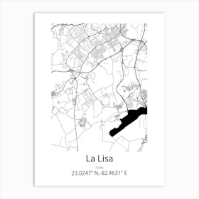 La Lisa,Cuba Minimalist Map Art Print