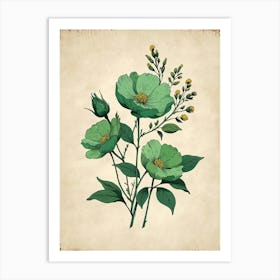 Green Flowers Art Print