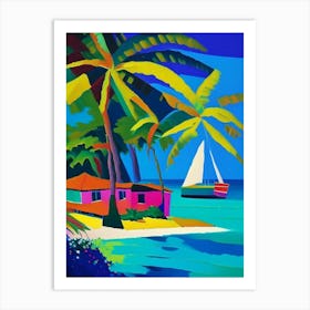 Ambergris Caye Belize Colourful Painting Tropical Destination Art Print