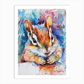 Chipmunk Colourful Watercolour 3 Art Print