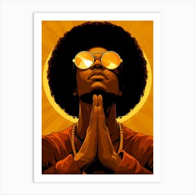 Stylistic Retro Meditating Black Man Yogi Art Print