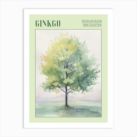 Ginkgo Tree Atmospheric Watercolour Painting 1 Poster Art Print