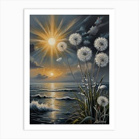 Sunset Dandelion Art Print