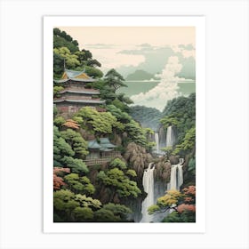 Nachi Falls In Wakayama, Ukiyo E Drawing 1 Art Print