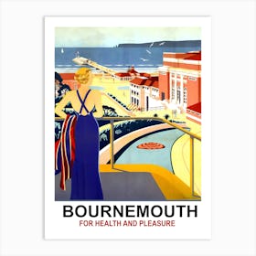 Bournemouth For Health And Pleasure, Vintage Travel Poster Art Print