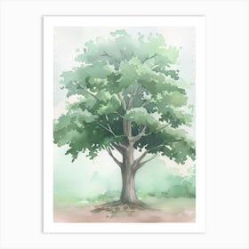 Mahogany Tree Atmospheric Watercolour Painting 6 Art Print