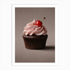 Cupcake With Cherry Art Print