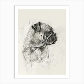 Pug Dog Charcoal Line Art Print