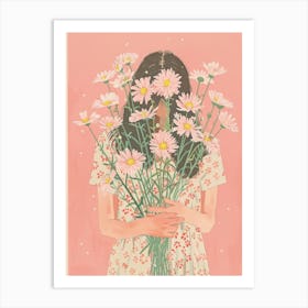 Spring Girl With Pink Flowers 4 Art Print