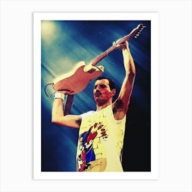 Superstars Of Freddie Mercury And Guitar Art Print