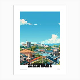 Sendai Japan Colourful Travel Poster Art Print