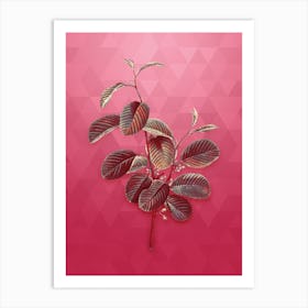 Vintage Alpine Buckthorn Plant Botanical in Gold on Viva Magenta n.0839 Art Print