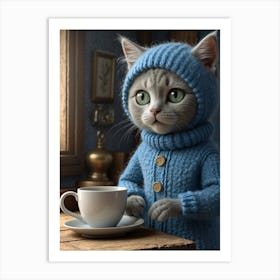 Cat In A Sweater Art Print