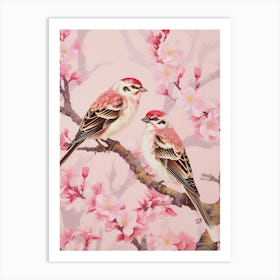 Vintage Japanese Inspired Bird Print House Sparrow 2 Art Print
