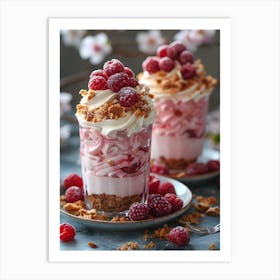 Dessert With Raspberries Art Print