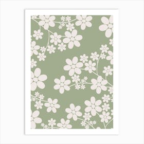 Cherry Blossom | 13 - Sage Green Art Print