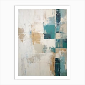 Teal And Beige Abstract Raw Painting 3 Art Print