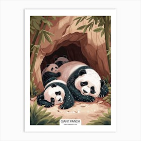 Giant Panda Family Sleeping In A Cave Poster 85 Art Print