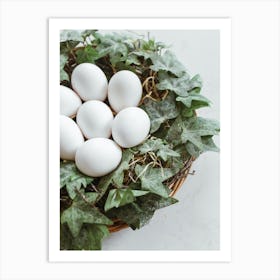 White Eggs In A Basket 3 Art Print