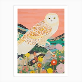 Maximalist Bird Painting Snowy Owl 2 Art Print