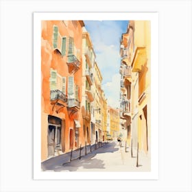 Cagliari, Italy Watercolour Streets 2 Art Print