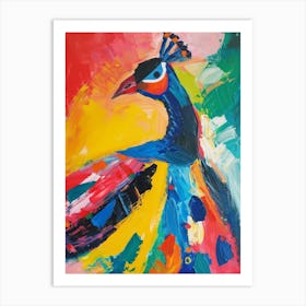 Colourful Brushstroke Peacock 2 Art Print