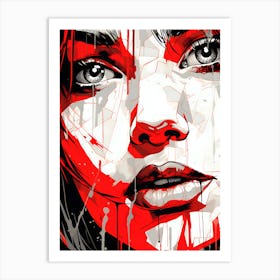 Girl With Red Paint On Her Face Art Print