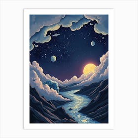 Night Sky With Clouds Art Print