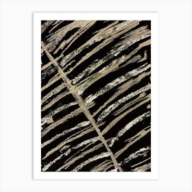 Black, White and Silver Leaf Ink Print Art Print