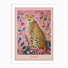 Floral Animal Painting Cheetah 1 Poster Art Print