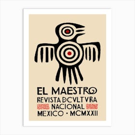 Mexican Art El Maestro Magazine Revists Bird Aztec Art Print