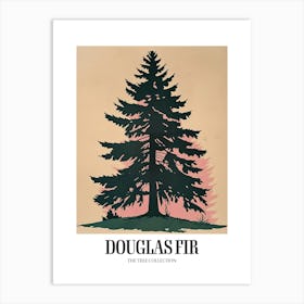 Douglas Fir Tree Illustration Colourful 4 Poster Art Print