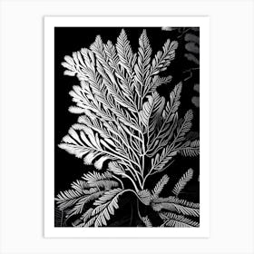 White Pine Leaf Linocut Art Print