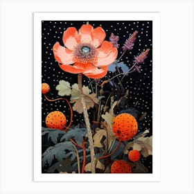 Surreal Florals Flax Flower 2 Flower Painting Art Print