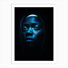 Woman In The Blue Hood Art Print