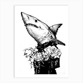 Shark With Roses 1 Art Print