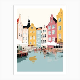 Allborg, Denmark, Flat Pastels Tones Illustration 1 Art Print