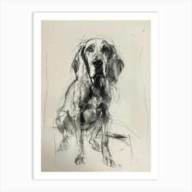 American English Hound Dog Charcoal Line 1 Art Print