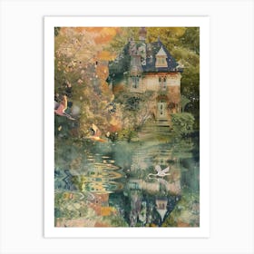 Fairy Village Collage Pond Monet Scrapbook 7 Art Print