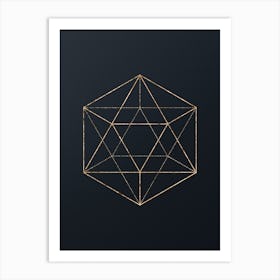Abstract Geometric Gold Glyph on Dark Teal n.0253 Art Print