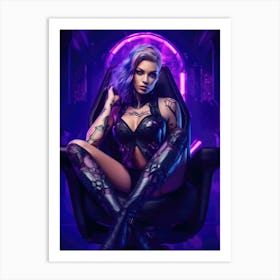 Cyberpunk Girl Queen Art Print