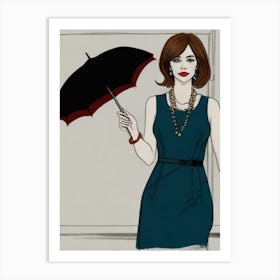 Woman Holding An Umbrella Art Print