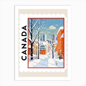 Retro Winter Stamp Poster Montreal Canada 1 Art Print
