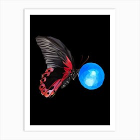 Butterfly With Blue Gem Art Print