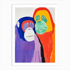 Colourful Kids Animal Art Orangutan 5 Art Print
