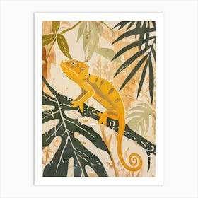 Chameleon In The Jungle Block Print 6 Art Print