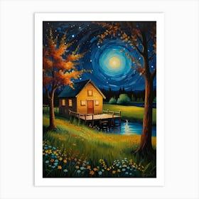 Night At The Cabin 2 Art Print