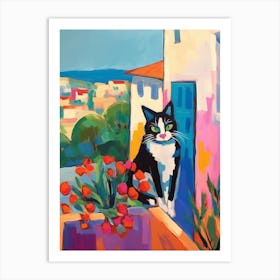 Painting Of A Cat In Limassol Cyprus 1 Art Print